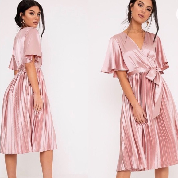 dusty pink midi dress